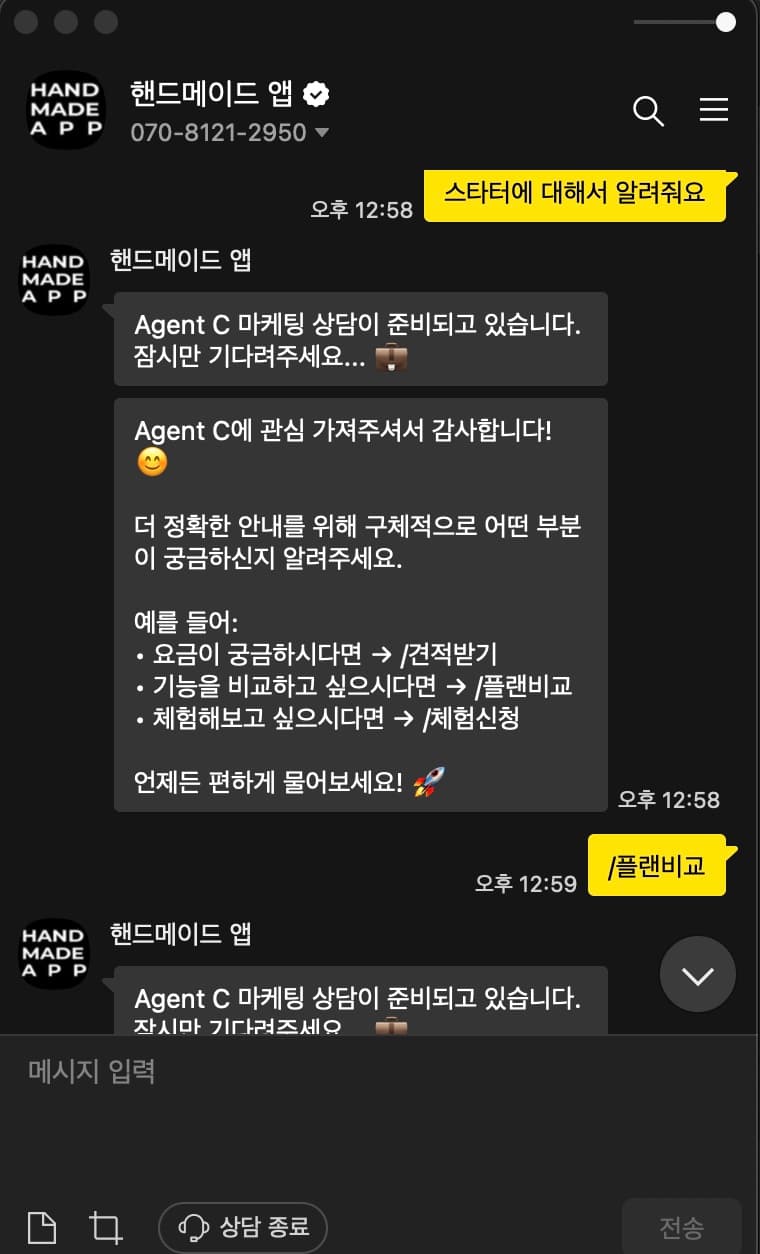 카카오톡 챗봇 대화 예시